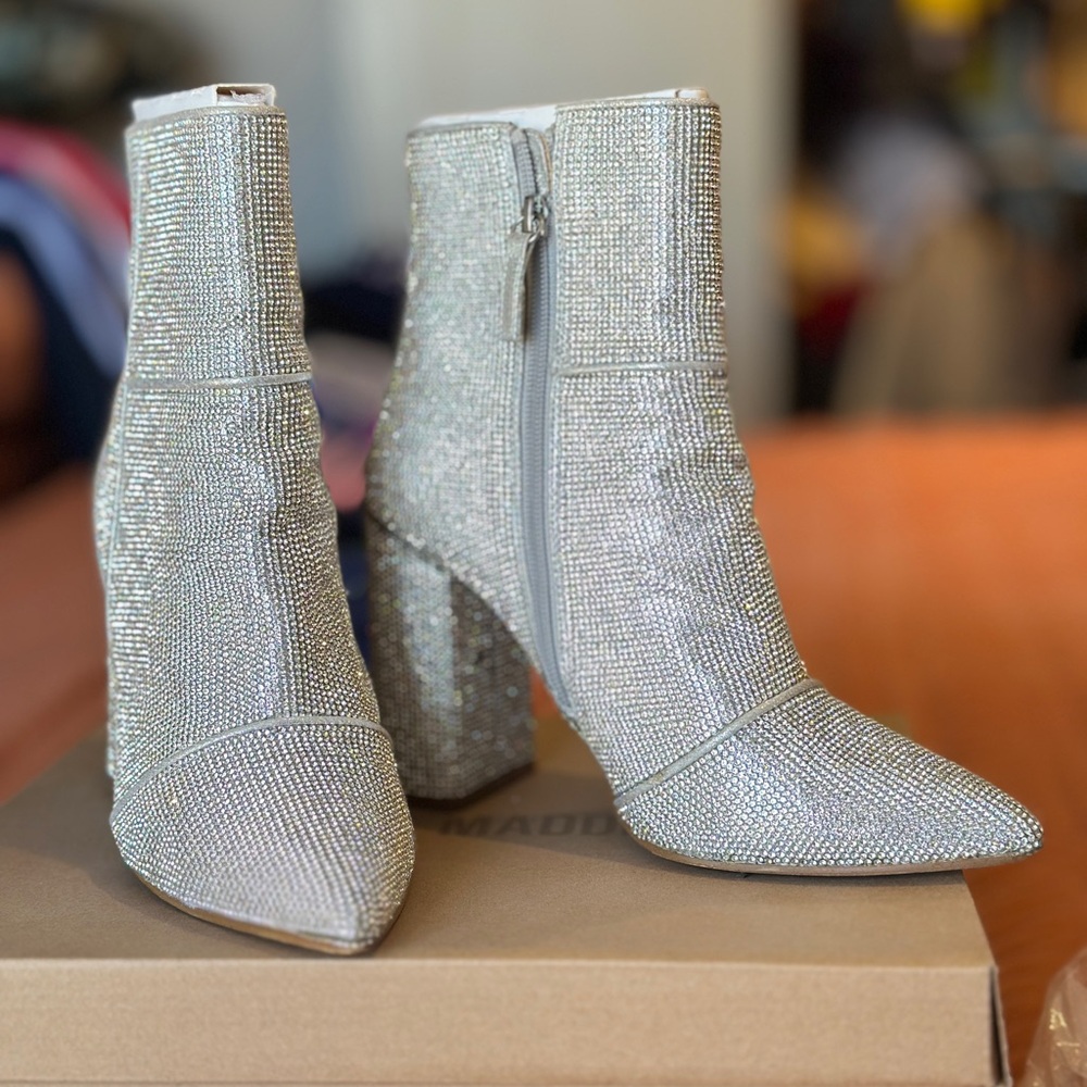 Silver Glittery Heeled Boots